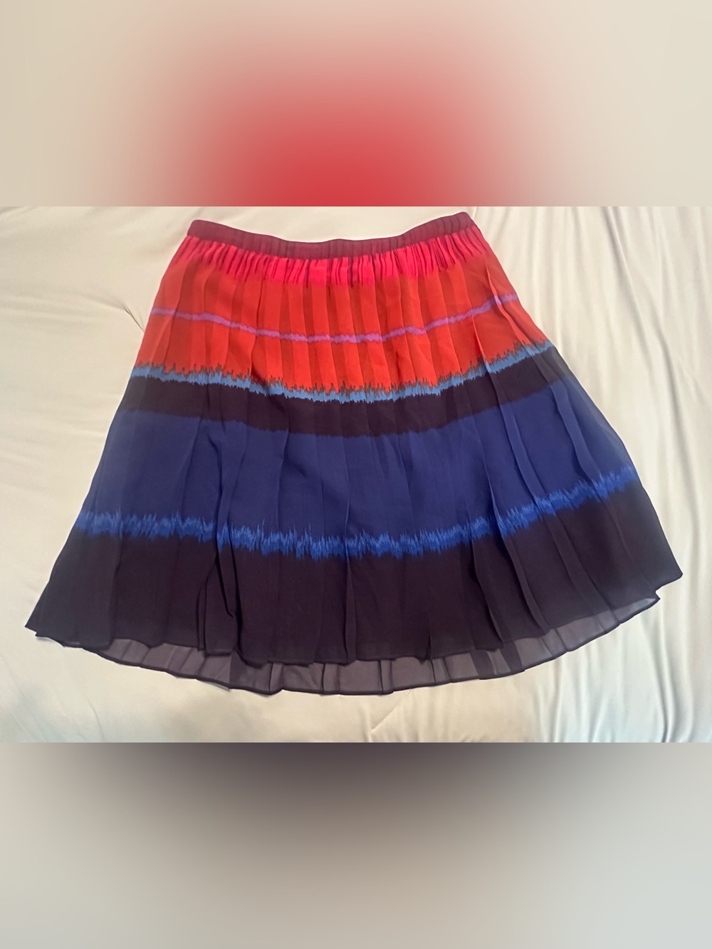 Elle Red and Blue Ombre Pleated Skirt
